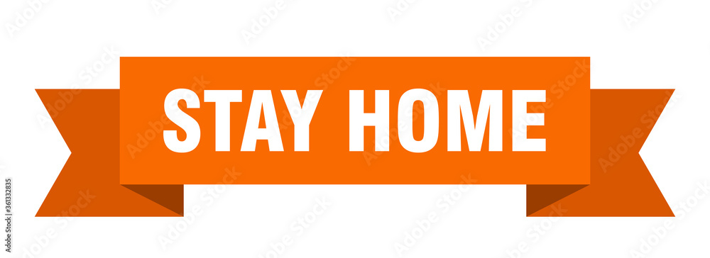 stay home ribbon. stay home isolated band sign. stay home banner