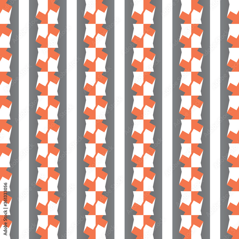 Fototapeta premium Vector seamless pattern texture background with geometric shapes, colored in grey, orange, white colors.
