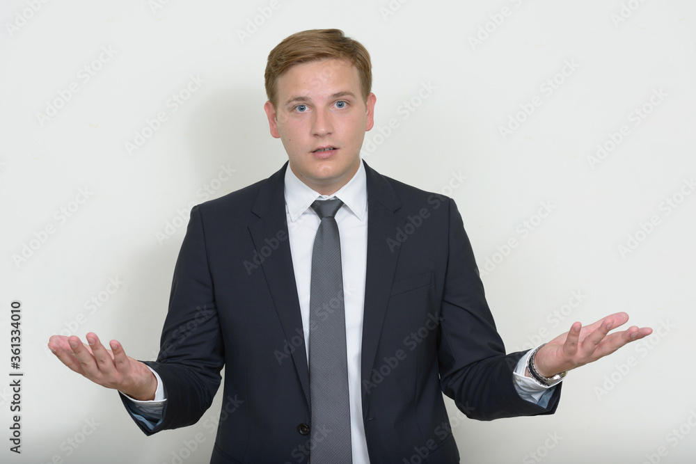 Portrait of businessman with blond hair wearing suit Portrait of businessman with blond hair wearing suit