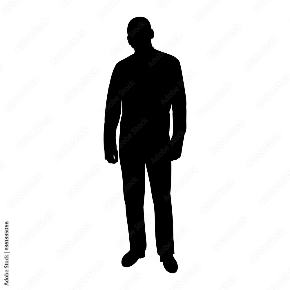  isolated, black silhouette on a white background a man is standing