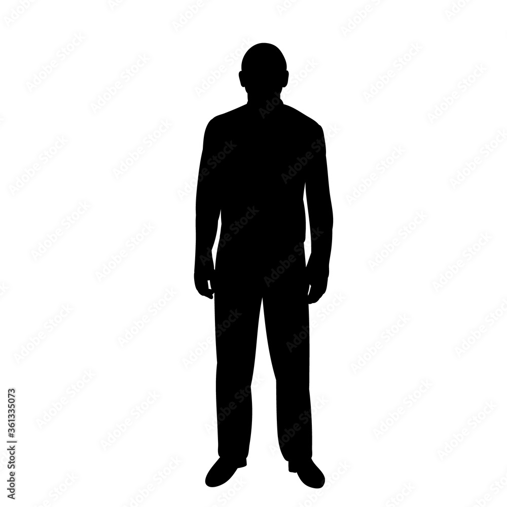  isolated, black silhouette on a white background a man is standing