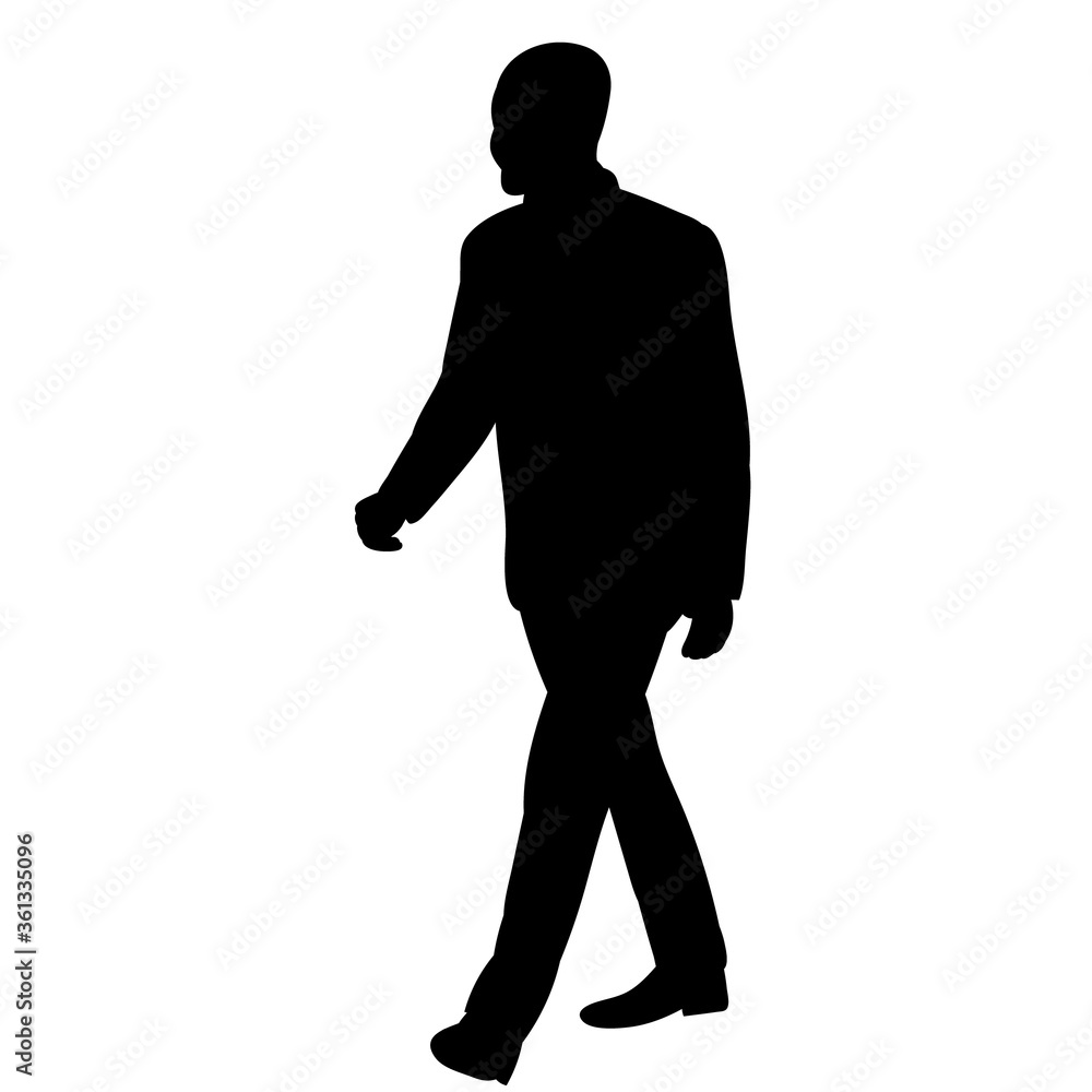 Fototapeta premium isolated, black silhouette on a white background a man is walking
