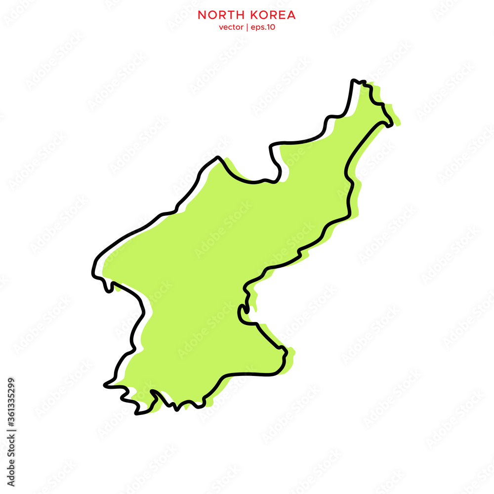 Green Map of North Korea with Outline Vector Design Template. Editable Stroke Green Map of North Korea with Outline Vector Design Template. Editable Stroke