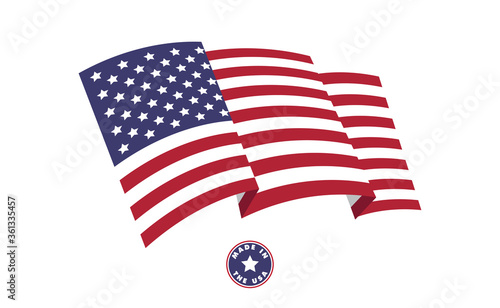 USA flag, national emblem of the United States of America. Vector design. Independence day patriotic symbol.