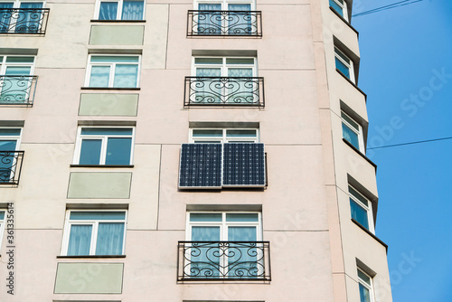 Solar panels on a apartment window.