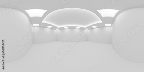 White empty room with square embedded ceiling lamps HDRI map photo