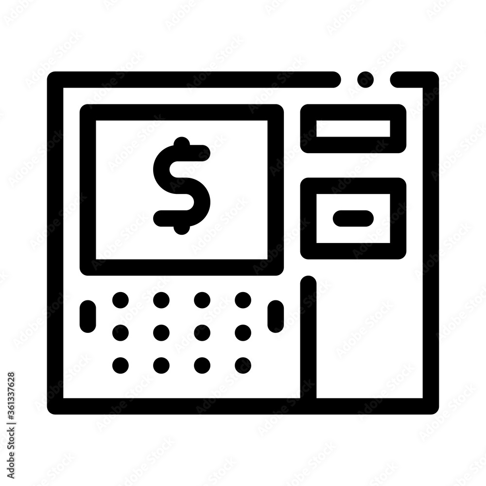 atm machine display icon vector. atm machine display sign. isolated contour symbol illustration atm machine display icon vector. atm machine display sign. isolated contour symbol illustration