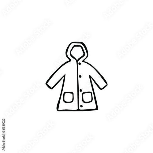 Single vector doodle element isolated on white background. Raincoat