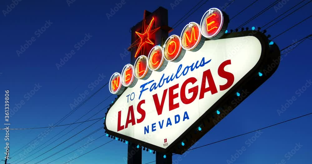 Welcome to fabulous Las Vegas Nevada sign in lights 4k Welcome to fabulous Las Vegas Nevada sign in lights 4k