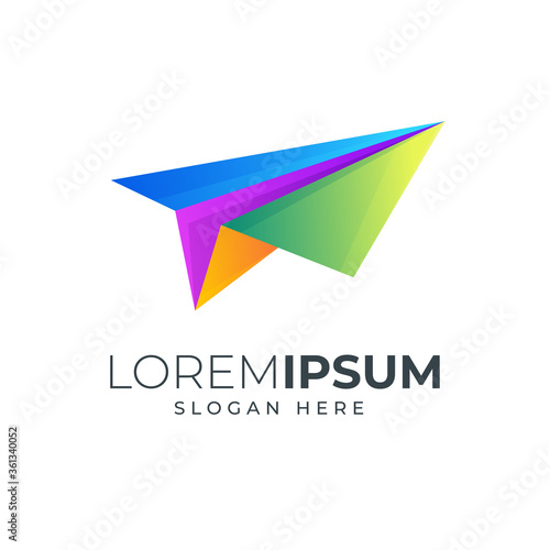 colorful paper plane logo design