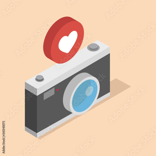 Camera isometric 3d style with notifications