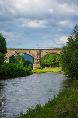 railway viaduct over river Neisse near Zittau connecting Poland and Germany