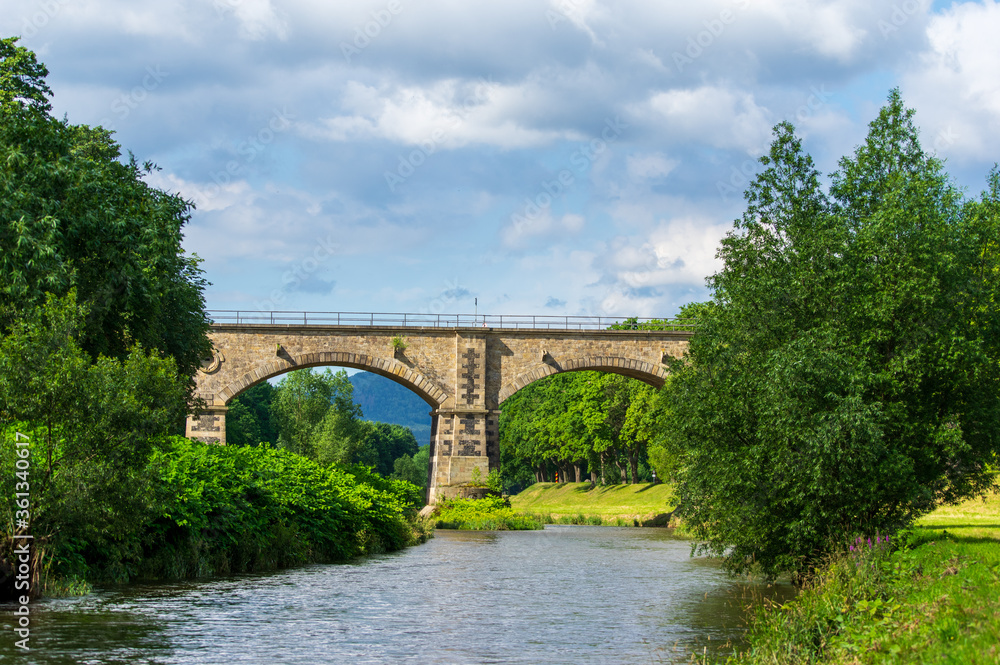 railway viaduct over river Neisse near Zittau connecting Poland and Germany