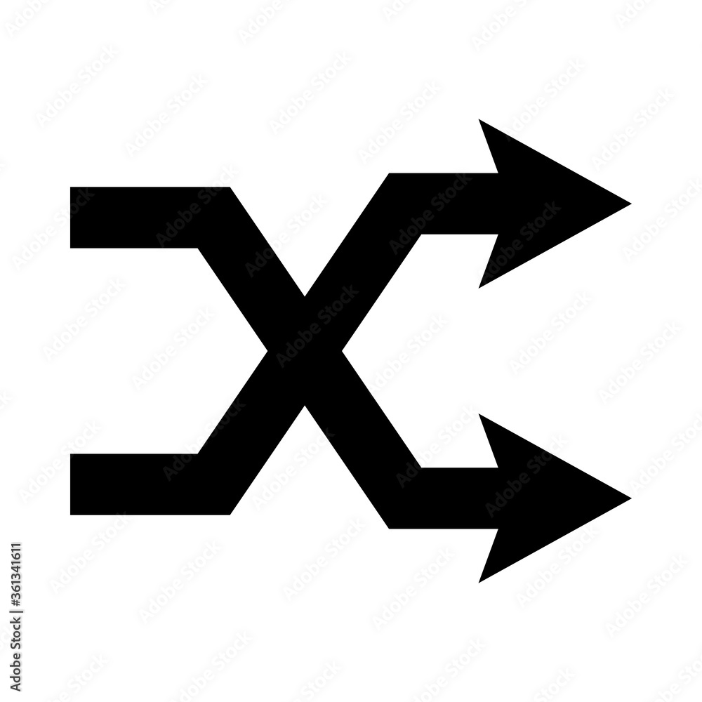 shuffle arrows icon, silhouette style shuffle arrows icon, silhouette style