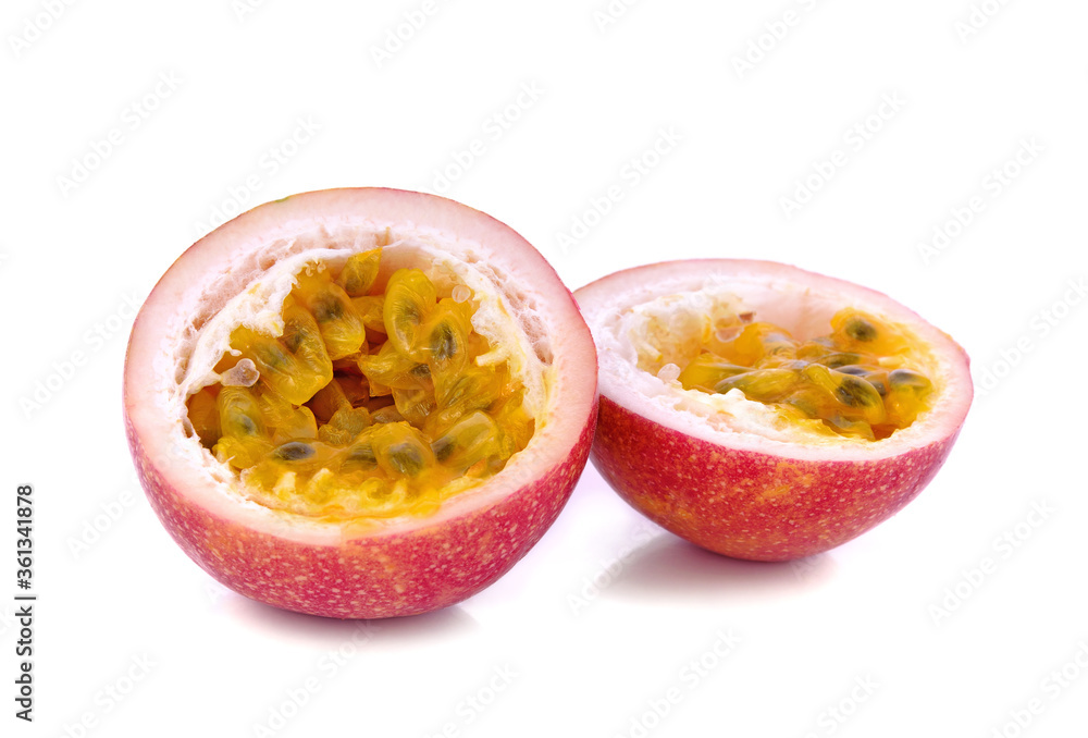 Passion fruit sliced isolated on white background Passion fruit sliced isolated on white background