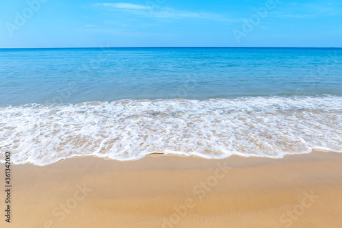 Clean beach on Phuket island in South of Thailand  outdoor day light  environmental and nature concept background