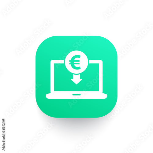 internet banking icon, payment in euro vector sign
