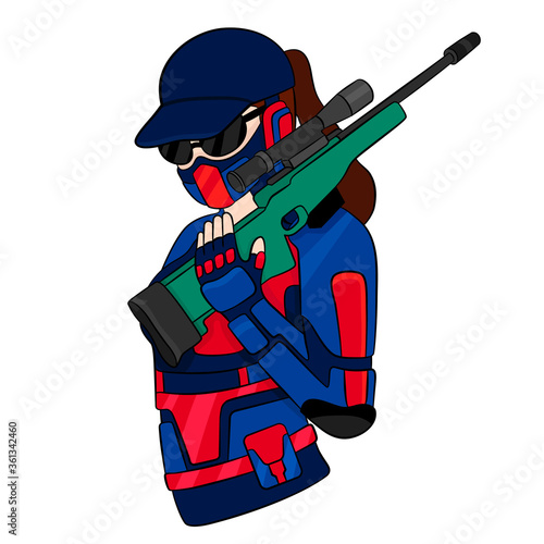 woman sniper illustration