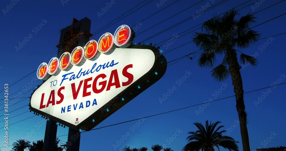 Welcome to fabulous Las Vegas Nevada sign in lights 4k Welcome to fabulous Las Vegas Nevada sign in lights 4k