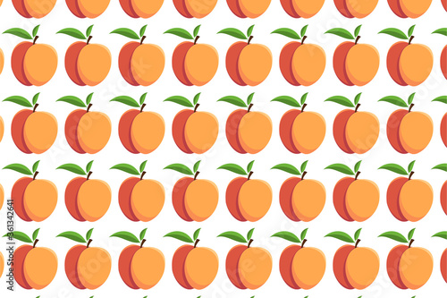 Fototapeta Naklejka Na Ścianę i Meble -  Nectarine pattern on a white background. Bright fruit background