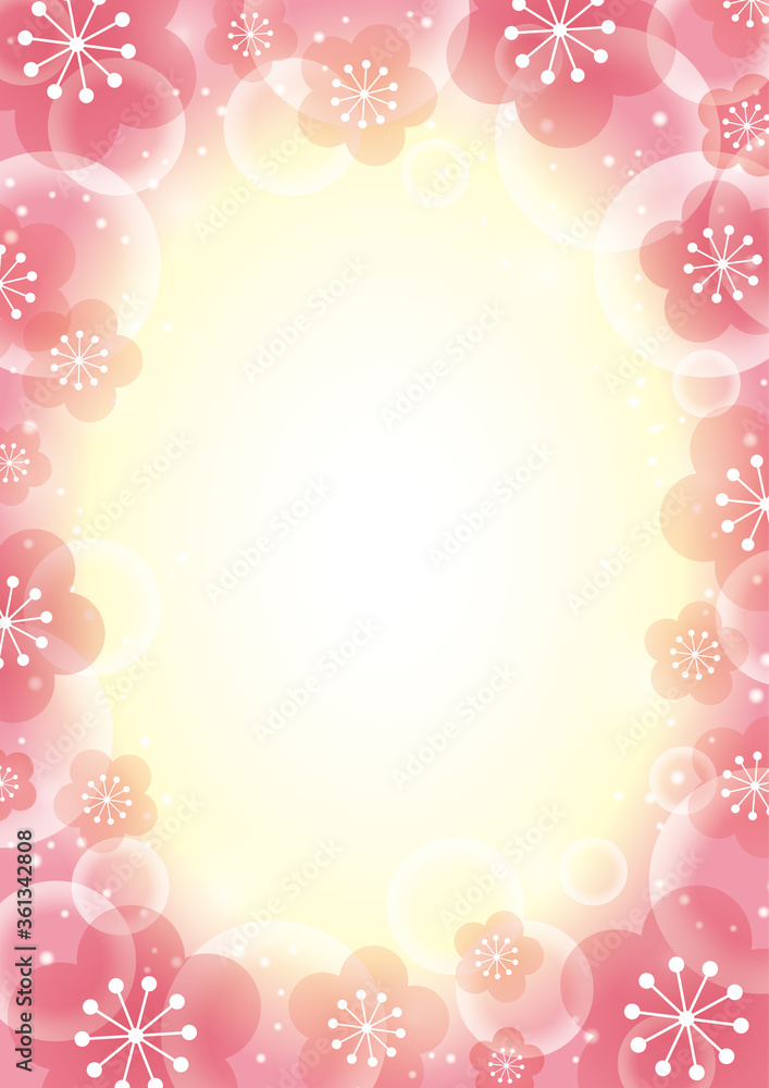 【年賀状・節分素材】キラキラした梅の背景イラスト