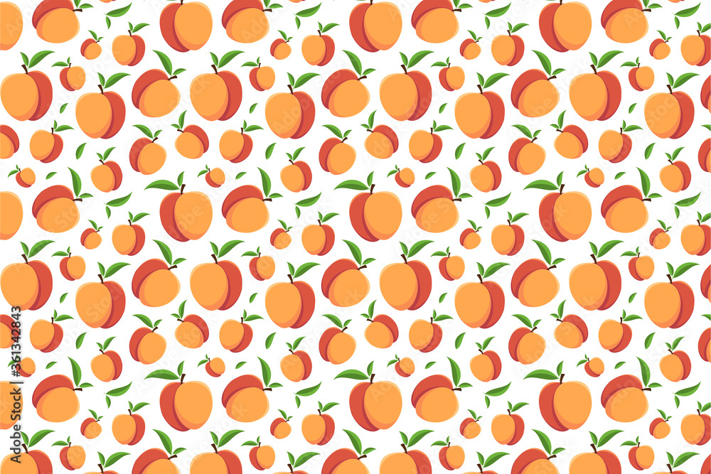 Nectarine pattern on a white background. Bright fruit background