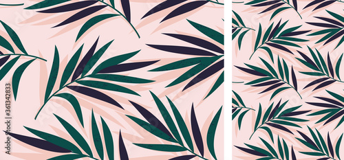 Vector seamless tropical pattern with palm leaves