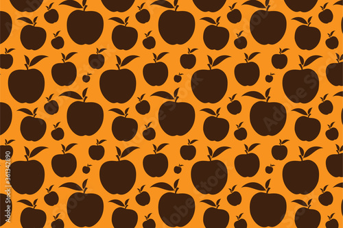 Brown apple shape. Fruit shape pattern on a orange background