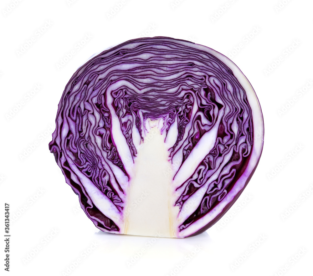 Fototapeta premium Red cabbage vegetable sliced isolated on white background