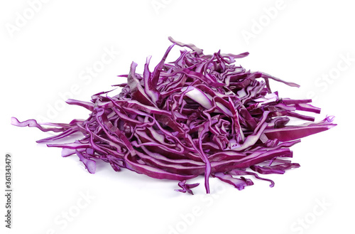 Red cabbage vegetable sliced isolated on white background