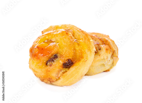 Danish pastry on white background