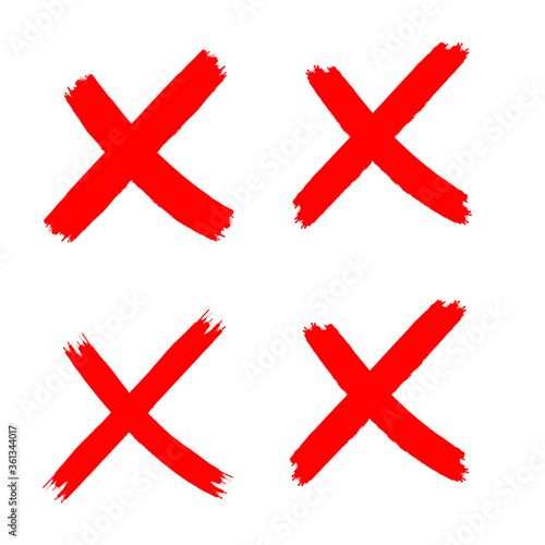 X Marks .Two Red Crossed Vector Brush Strokes. Rejected sign in grunge style.