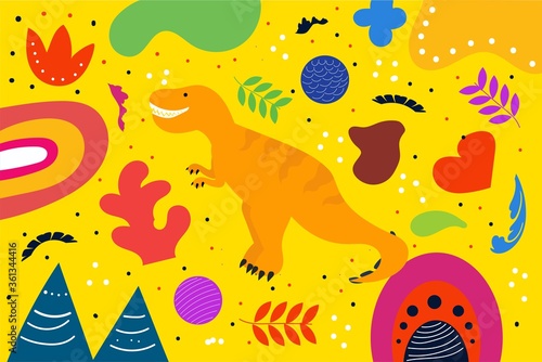 Cute Illustration art Tyrannosaurus pattern background. can be applied on the watch, totebag. souvenirs, tshirt, stickers, phone cases, pillows, laptop skins, travel mugs, masks, pin buttons and so on