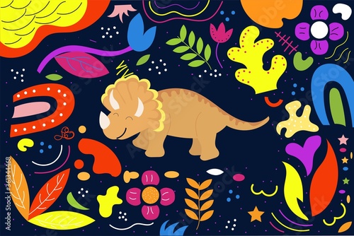 Cute Illustration art Tyrannosaurus pattern background. can be applied on the watch, totebag. souvenirs, tshirt, stickers, phone cases, pillows, laptop skins, travel mugs, masks, pin buttons and so on