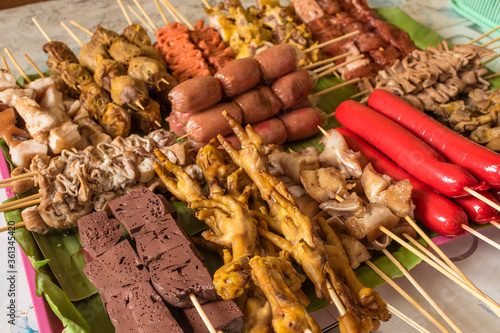 Bild auf Leinwand An assortment of raw and exotic Filipino street food ready to be cooked