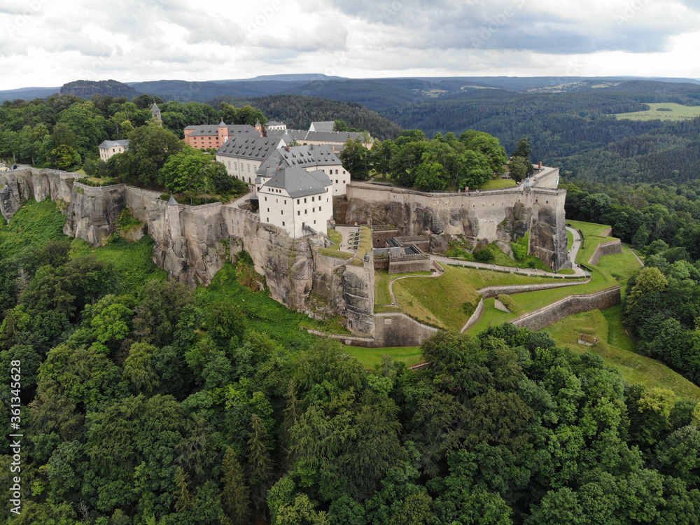 Aerial view of Königstein Fortress the 