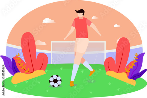 football soccer player vector flat illustration design concept