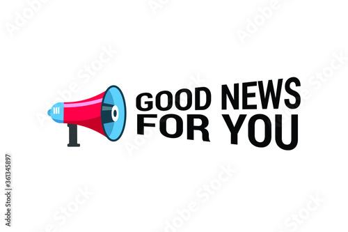 banner with megaphone and text good news for you.vector illustration in flat style design.Isolated on background.