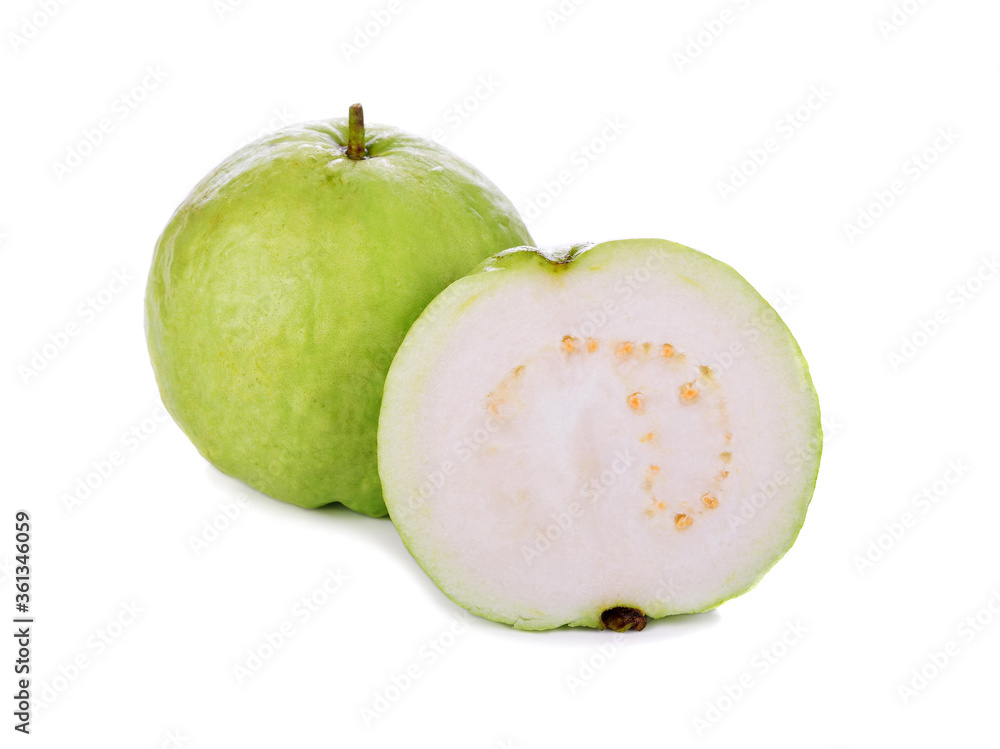 Ripe guava on white background