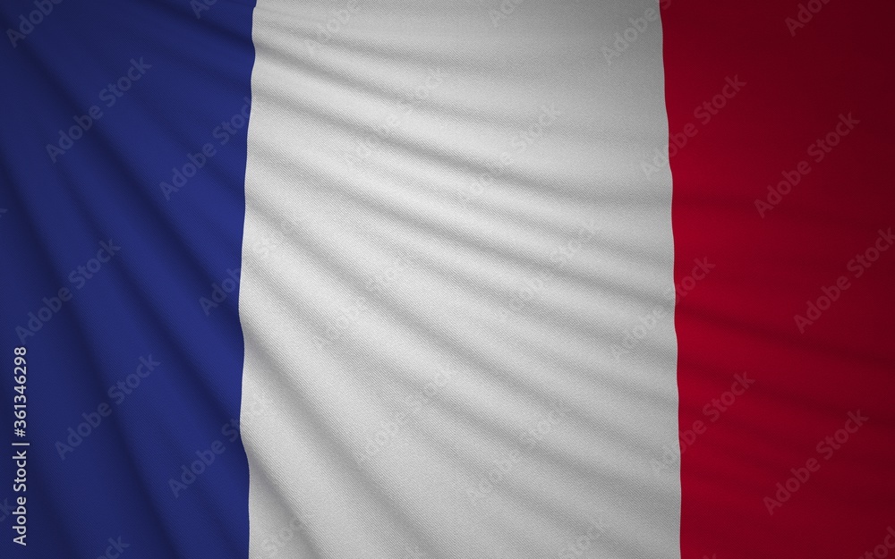 France Flag, Floating Fabric Flag, France, 3D Render