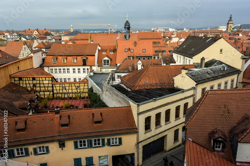 Wallpaper Mural View of traditional houses with typical red tiled rooftops in Bamberg, Bavaria, Franconia, Germany. November 2014 Torontodigital.ca