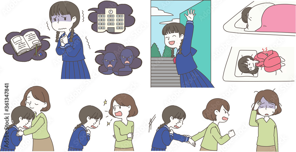 不登校の娘と母親のセット Stock Vector Adobe Stock