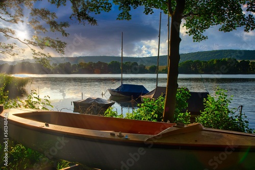 Sunset directly at the lake in Hohenfelden