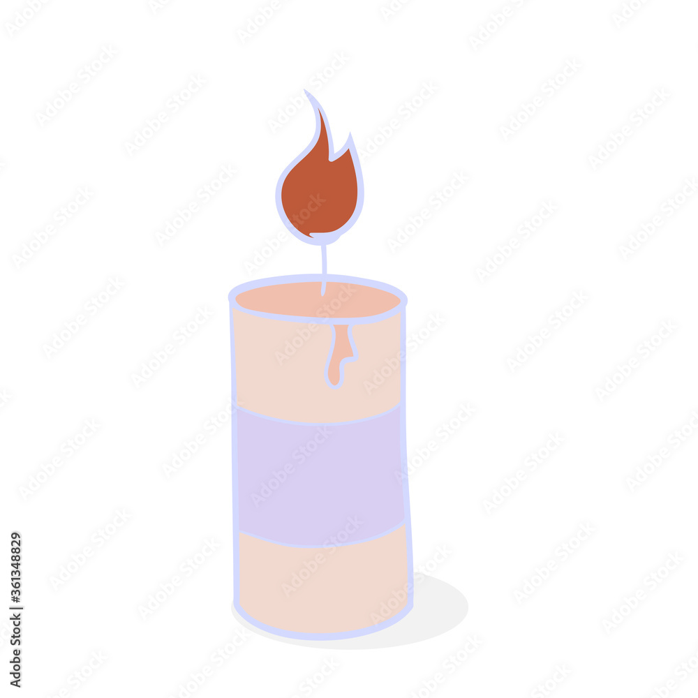 Aromatic lighted candle in cartoon style Aromatic lighted candle in cartoon style