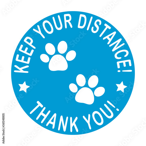 Keep your distance round floor marking for queue shoe prints as dog paw footprint