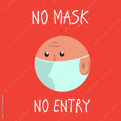 No Entry Without Face Mask or Wear a Mask Icon