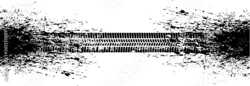 Vector Print Textured Tire Track . Design Element . Car tread silhouette . Mud splash grunge texture