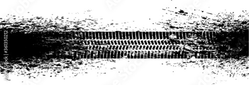 Vector Print Textured Tire Track . Design Element . Car tread silhouette . Mud splash grunge texture