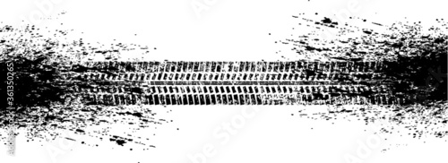 Vector Print Textured Tire Track . Design Element . Car tread silhouette . Mud splash grunge texture