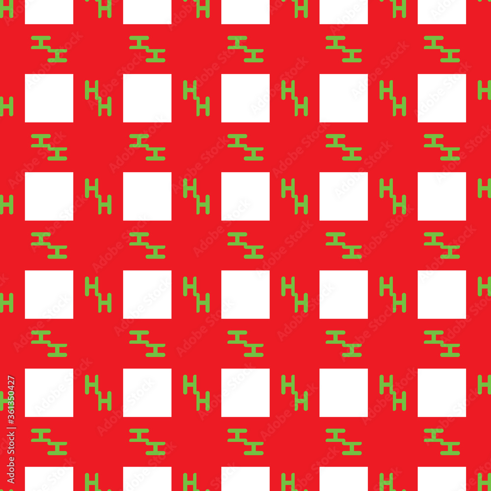 Obraz premium Vector seamless pattern texture background with geometric shapes, colored in red, green, white colors.